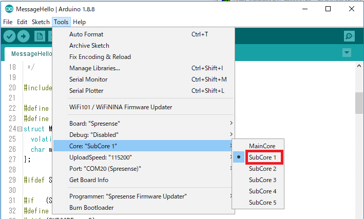 arduino multicore hello2 sub1
