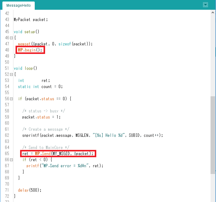 arduino multicore hello4 sub