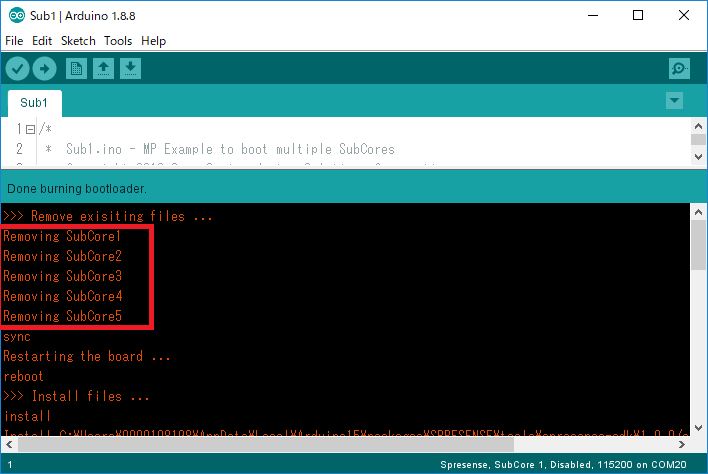 arduino multicore remove subcore