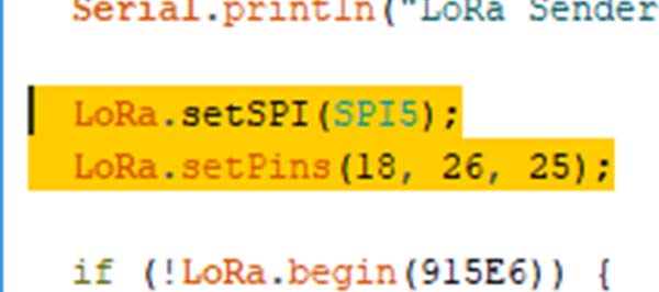 lora setup code lines