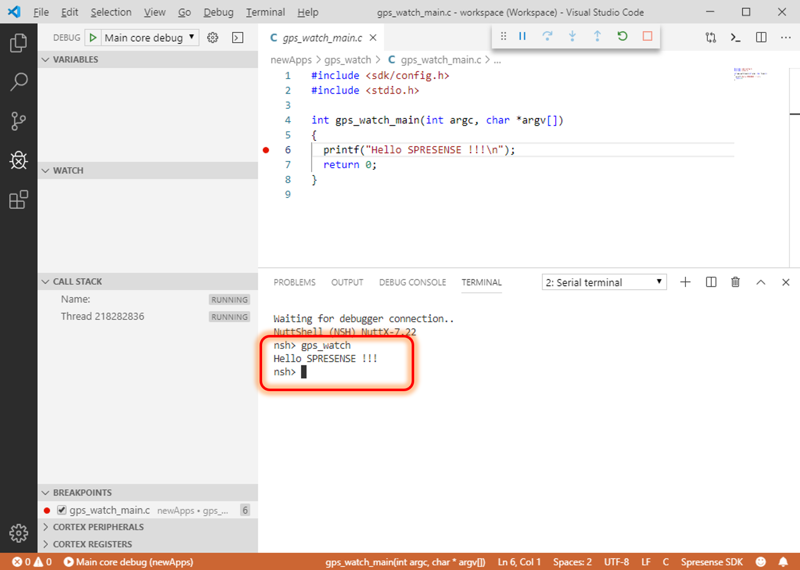 vscode debug continue en