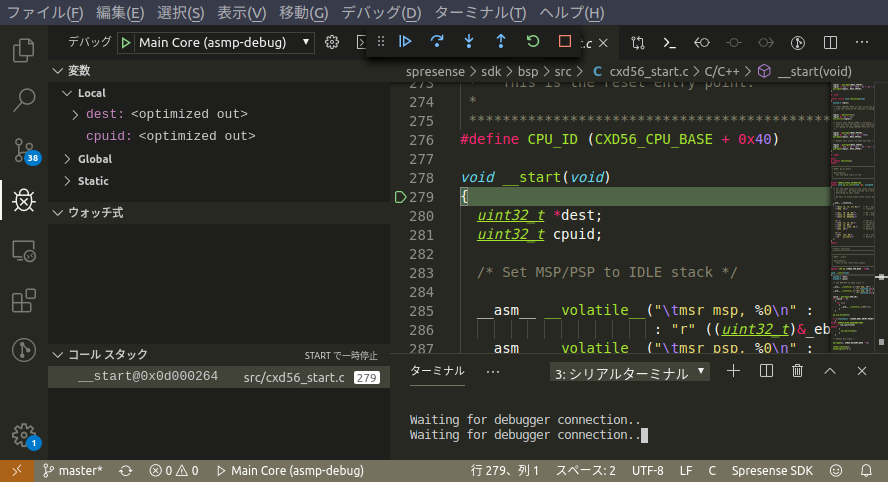 vscode debug maincore
